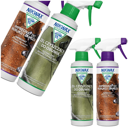 Nikwax Zestaw Do Czyszczenia Butow Z Zamszu i Nubuku 2x300ml Żel+Impregnat