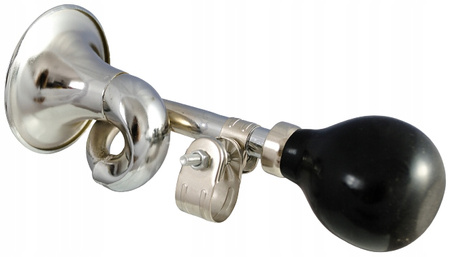 TRĄBKA DO ROWERU ZAWINIĘTA SREBRNA RETRO