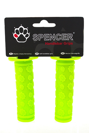 Chwyty gripy rowerowe dziecięce 100mm Zielone Kwiatki SPENCER