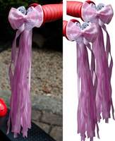 Wstążki do kierownicy z kokardką jasno-różowy