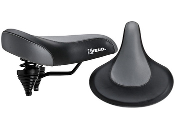 SIODEŁKO ROWEROWE SZEROKIE KANAPA CZARNO-SZARE VELO VL8088