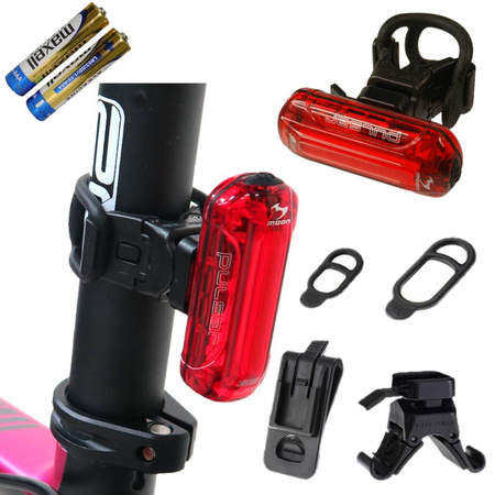 Lampka Rowerowa Tylna MOON PULSAR 25 lm Na Baterie AAA Świeci do 150 godzin