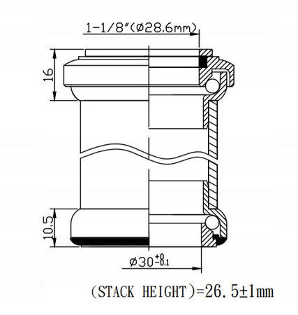 NECO H845 czarne STERY AHEAD 1-1/8”x34x30 komplet