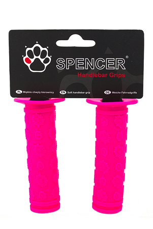 Chwyty gripy rowerowe dziecięce 100mm Różowe Kwiatki SPENCER