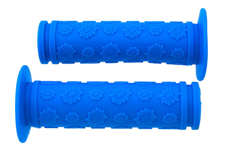 Chwyty gripy rowerowe dziecięce 100mm Niebieskie Kwiatki SPENCER
