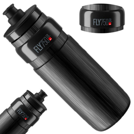 Bidon ELITE FLY TEX Czarny Szare Logo 750ml SUPER LEKKI 55 gram