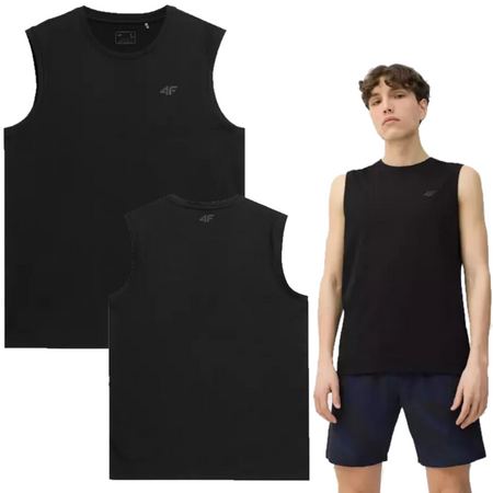 MĘSKA KOSZULKA 4F BEZ RĘKAWÓW TANK TOP BASIC PODKOSZULEK CZARNA S