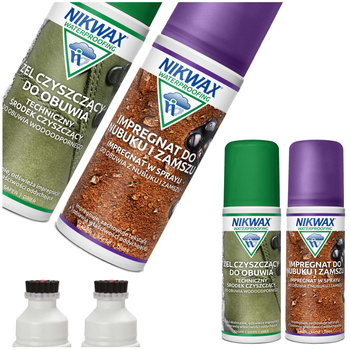 Nikwax Zestaw Czyszczący Do Nubuku I Zamszu Żel +Impregnat 2x125ml Aplkator