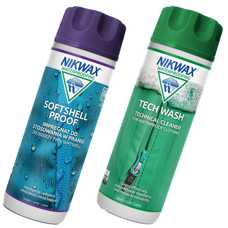 NIKWAX Zestaw 2x300ml SoftShell Proof Tech Wash Pranie Impregnacja Kurtek