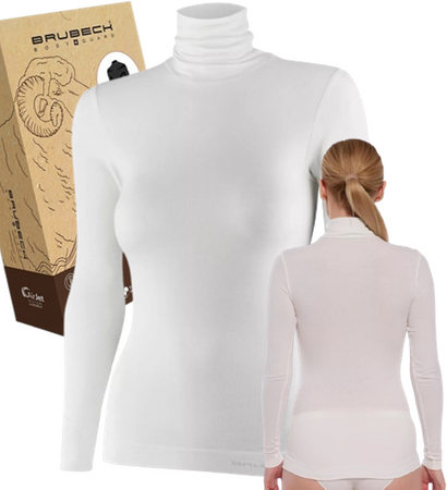 WEŁNIANA DAMSKA BLUZKA GOLF BRUBECK COMFORT MERINO XL