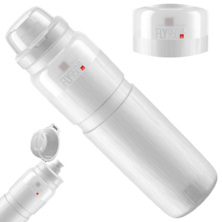 Bidon ELITE FLY MTB TEX Przezroczysty Szare Logo 950ml SUPER LEKKI BPA FREE