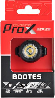 Lampka Rowerowa Przednia PROX BOOTES SMD LED 50Lm 220 mAh SAFE + MEMORY MODE