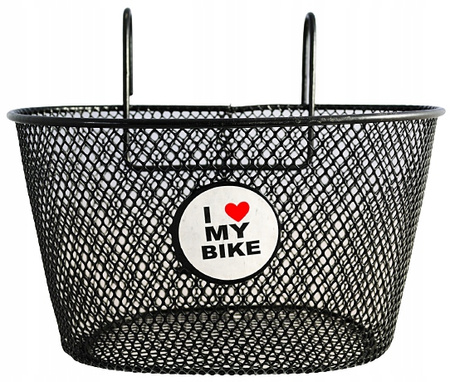 Kosz Rowerowy Dziecięcy zawieszany I LOVE MY BIKE Czarny Siatkowy