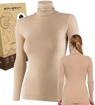 WEŁNIANA DAMSKA BLUZKA GOLF BRUBECK COMFORT MERINO M