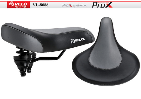 SIODEŁKO ROWEROWE SZEROKIE KANAPA CZARNO-SZARE VELO VL8088