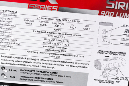 PRZEDNIA LAMPKA PROX SIRIUS 900 LM 2xCREE XP USB