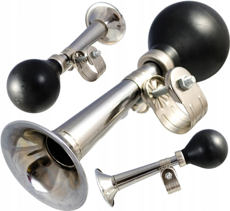 Trąbka do roweru srebrna 180 mm