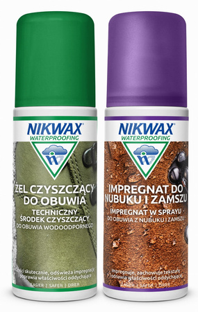 Nikwax Zestaw Czyszczący Do Nubuku I Zamszu Żel +Impregnat 2x125ml Aplkator