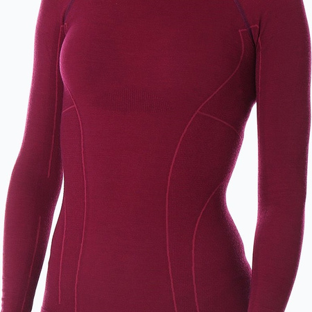 WEŁNIANA DAMSKA BLUZA NARCIARSKA BRUBECK MERINO XL BORDOWA