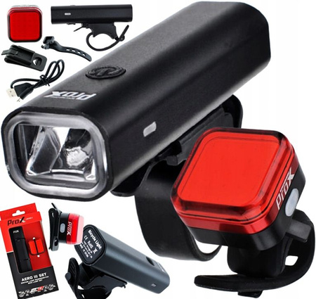 Zestaw Lampek PROX AERO Przód 400Lm + Tył 30Lm USB