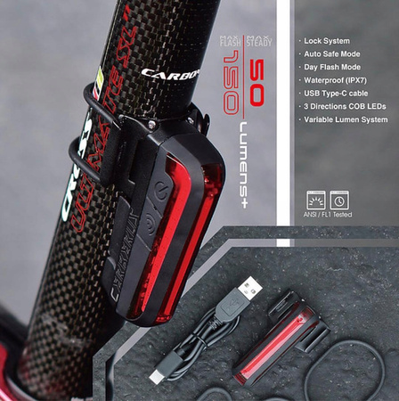 MOON CERBERUS LAMPKA ROWEROWA 150LM USB 3-stronna