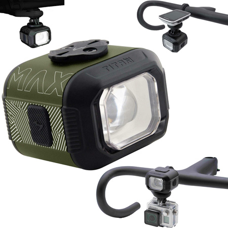 Lampka Rowerowa Przednia MOON TITAN MAX 1700 lm Z Uchwytem GoPro ARMY GREEN