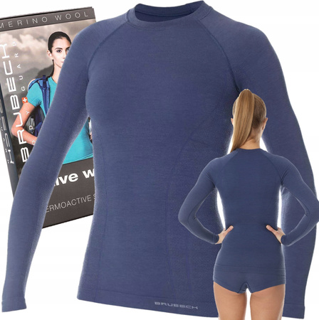 WEŁNIANA DAMSKA BLUZA NARCIARSKA BRUBECK MERINO XL