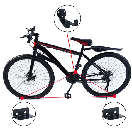 Wieszak Na Rower Uchwyt Za Pedał z Podkładkami Na Ścianę Pod Koła Zestaw