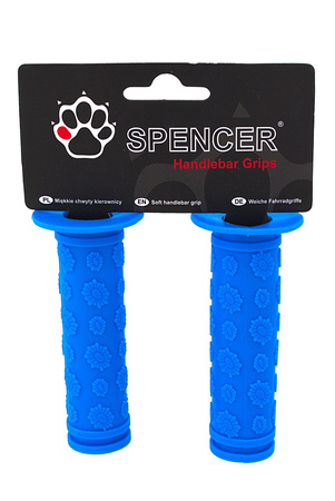 Chwyty gripy rowerowe dziecięce 100mm Niebieskie Kwiatki SPENCER