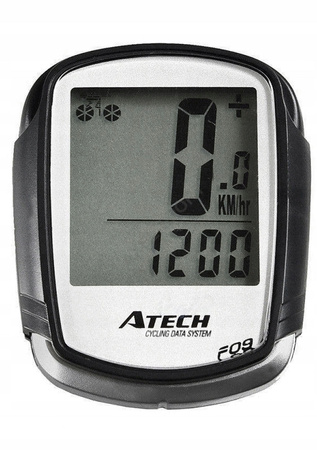 LICZNIK ROWEROWY 9 FUNKCJI ATECH PRZEWODOWY TU09