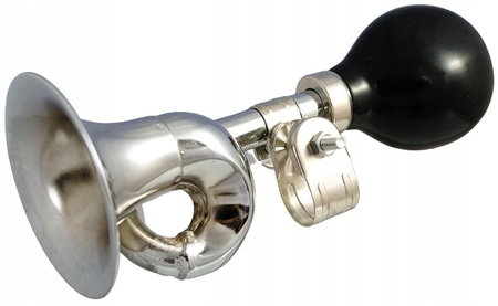 TRĄBKA DO ROWERU ZAWINIĘTA SREBRNA RETRO