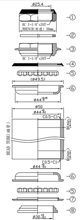 STERY KIEROWNICY NECO PÓŁZINTEGROWANE Klasyczne H128 Czarne GWINT 28,6 mm DO SPRAWDZENIA