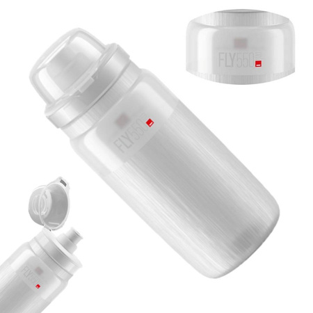 Bidon ELITE FLY MTB TEX Przezroczysty Szare Logo 550ml SUPER LEKKI BPA FREE