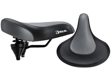 SIODEŁKO ROWEROWE SZEROKIE KANAPA CZARNO-SZARE VELO VL8088