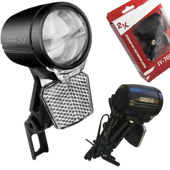 LAMPA ROWEROWA PRZEDNIA NA DYNAMO Z CZUJNIKIEM ZMIERZCHU PODWÓJNA SOCZEWKA