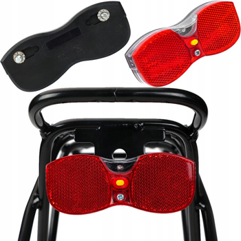 Lampka rowerowa LED na bagażnik z odblaskiem bater