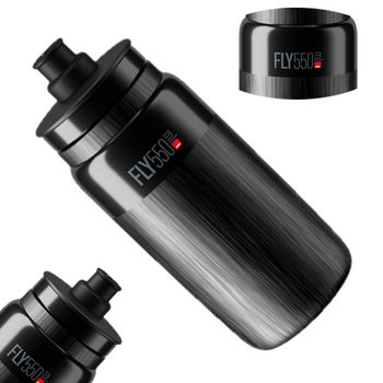 Bidon ELITE FLY TEX Czarny Szare Logo 550ml SUPER LEKKI 54 gram