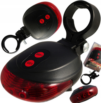 LAMPKA ROWEROWA TYLNA 5 LED TYŁ Z LASEREM 5 TRYBÓW
