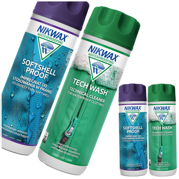 NIKWAX Zestaw 2x300ml SoftShell Proof Tech Wash Pranie Impregnacja Kurtek